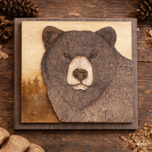 Held between the light - Bear Pyrography